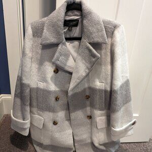 Grey Plaid Peacoat (Never Worn)